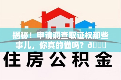 珠山揭秘！申请调查取证权那些事儿，你真的懂吗？😎